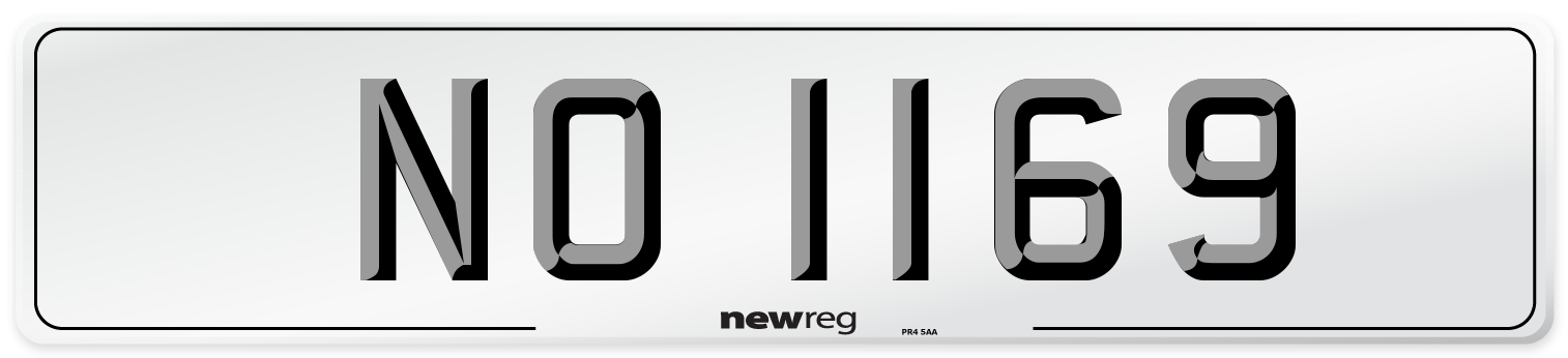 NO 1169 Number Plate from New Reg